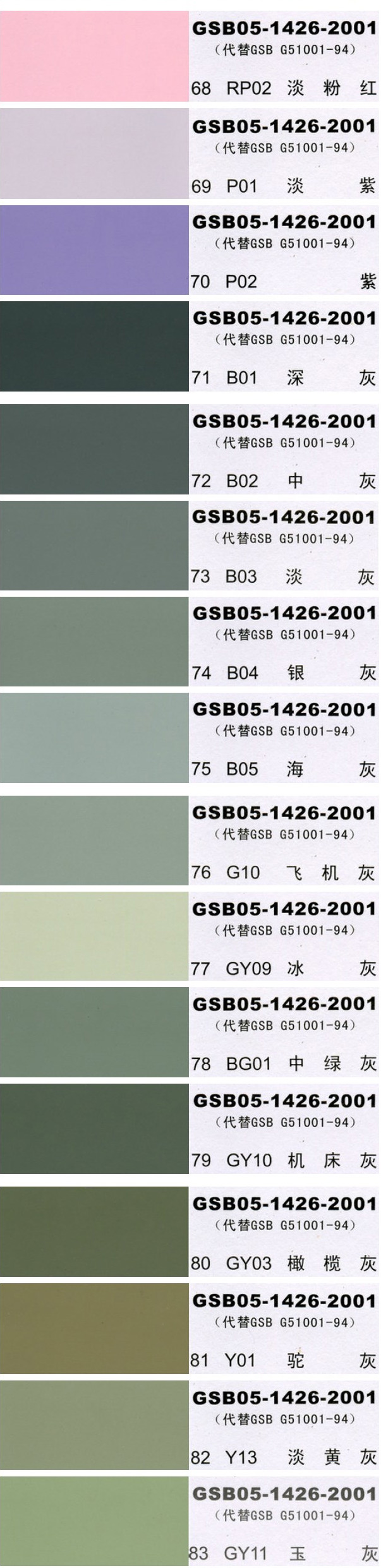 國(guó)標(biāo)色卡