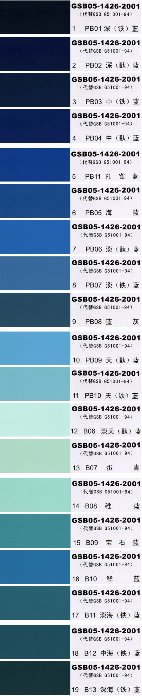 國(guó)標(biāo)色卡